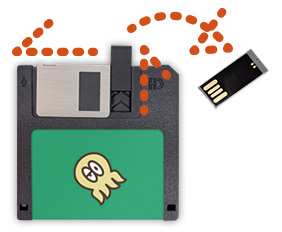 フロッピー型タコカセのメモリの外し方